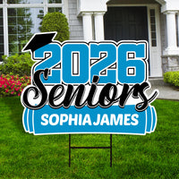 Personalized Senior 2026 with Diploma Yard Sign - Graduation Class of 2026 Lawn Sign, Custom Graduation 2026 Yard Sign with Metal H-Stake