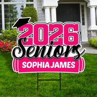 Personalized Senior 2026 with Diploma Yard Sign - Graduation Class of 2026 Lawn Sign, Custom Graduation 2026 Yard Sign with Metal H-Stake