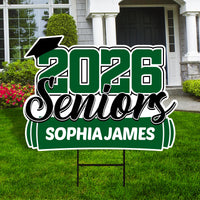 Personalized Senior 2026 with Diploma Yard Sign - Graduation Class of 2026 Lawn Sign, Custom Graduation 2026 Yard Sign with Metal H-Stake