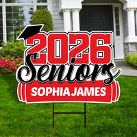 Personalized Senior 2026 with Diploma Yard Sign - Graduation Class of 2026 Lawn Sign, Custom Graduation 2026 Yard Sign with Metal H-Stake