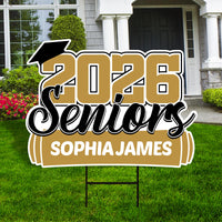 Personalized Senior 2026 with Diploma Yard Sign - Graduation Class of 2026 Lawn Sign, Custom Graduation 2026 Yard Sign with Metal H-Stake