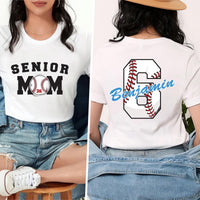 Senior Baseball Mom Shirt, Custom Baseball Mom Shirt, Personalized Baseball Mom Tee, Senior Class of 2026 Shirt, Baseball Gifts, Front Back