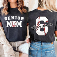 Senior Baseball Mom Shirt, Custom Baseball Mom Shirt, Personalized Baseball Mom Tee, Senior Class of 2026 Shirt, Baseball Gifts, Front Back