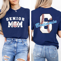 Senior Baseball Mom Shirt, Custom Baseball Mom Shirt, Personalized Baseball Mom Tee, Senior Class of 2026 Shirt, Baseball Gifts, Front Back