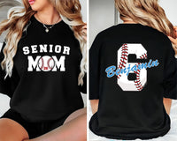 Senior Baseball Mom Shirt, Custom Baseball Mom Shirt, Personalized Baseball Mom Tee, Senior Class of 2026 Shirt, Baseball Gifts, Front Back