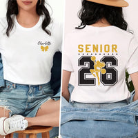 Senior 2026 Cheer Shirt, Custom Senior 2026 Shirt, Graduation 2026 Tee, Senior Cheer Gift Shirt, Custom Name Graduation Shirt, Front Back