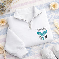 Embroidered Nurse Quarter Zip Sweatshirt, RN Registered Nurse Pullover, Graduation Gift for Nurse, Future Nurse Zip Up
