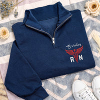 Embroidered Nurse Quarter Zip Sweatshirt, RN Registered Nurse Pullover, Graduation Gift for Nurse, Future Nurse Zip Up