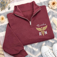 Embroidered Nurse Quarter Zip Sweatshirt, RN Registered Nurse Pullover, Graduation Gift for Nurse, Future Nurse Zip Up