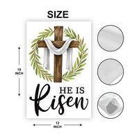 He Is Risen Cross Garden Flag, Christian Easter Yard Flag, Religious Spring Garden Decor, Faith Outdoor Lawn Flag, Resurrection Porch Flag