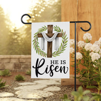 He Is Risen Cross Garden Flag, Christian Easter Yard Flag, Religious Spring Garden Decor, Faith Outdoor Lawn Flag, Resurrection Porch Flag