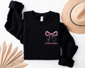 Custom Nurse Embroidered Sweatshirt, Bow & Stethoscope Hoodie, Personalized Nurse Shirt, Healthcare Long Sleeve Shirt, Nurse Gift