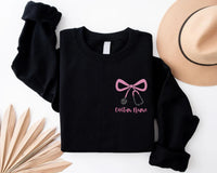 Custom Nurse Embroidered Sweatshirt, Bow & Stethoscope Hoodie, Personalized Nurse Shirt, Healthcare Long Sleeve Shirt, Nurse Gift