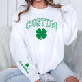 Personalized Collage Name St Patrick’s Day Sweatshirt, Custom Shamrock Shirt, Irish Drinking Parade Sweatshirt, Front Sleeve