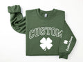 Personalized Collage Name St Patrick’s Day Sweatshirt, Custom Shamrock Shirt, Irish Drinking Parade Sweatshirt, Front Sleeve