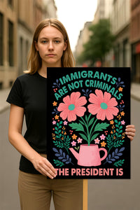 Abolish ICE No One Is Illegal Protest Sign, No Kings In America, Anti-Trump Resistance Political Protest Poster, Resist Fascism Rally Sign