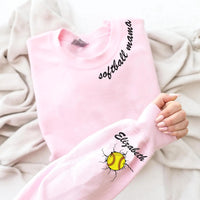 Custom Softball Mom Sweatshirt, Personalized Softball Gift for Mom, Softball Mom Hoodie, Game Day Softball Sweater, Front Sleeve