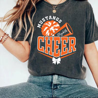 Personalized Cheer Mascot Shirt, Team Colors Cheer Squad Shirt, Megaphone Custom Cheer Tee, Cheer Mom Name Shirt, Cheer Gifts for Moms