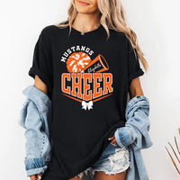 Personalized Cheer Mascot Shirt, Team Colors Cheer Squad Shirt, Megaphone Custom Cheer Tee, Cheer Mom Name Shirt, Cheer Gifts for Moms