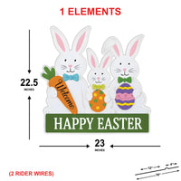 Easter Bunny Yard Sign Cutouts, Happy Easter Bunny Lawn Decoration, Outdoor Easter Yard Sign with Stakes for Front Yard