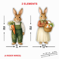 Easter Bunny Yard Sign Cutout Set, Spring Bunny Lawn Decor, Cute Easter Outdoor Yard Sign with Metal Stakes