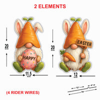 Easter Gnome Yard Sign Cutouts, Carrot Gnome Lawn Decor, Easter Outdoor Yard Signs with Stakes, Spring Front Yard Décor