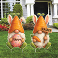 Easter Gnome Yard Sign Cutouts, Carrot Gnome Lawn Decor, Easter Outdoor Yard Signs with Stakes, Spring Front Yard Décor