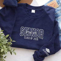 Senior Mom 2026 Embroidered Sweatshirt, Senior Mama Hoodie, Class of 2026 Shirt, Graduation Long Sleeve Shirt, Gift for Proud Senior Mom