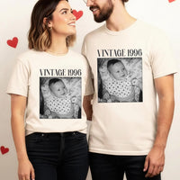 Personalized Vintage Photo Shirt, Custom Picture Birthday Shirt, 30th Birthday Tee, 40th Birthday Gift, Unisex Retro Birthday Shirt