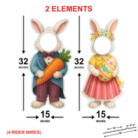 Easter Bunny Face Yard Sign Cutouts, Cute Bunny Lawn Decor, Spring Easter Outdoor Yard Signs with Stakes for Front Yard