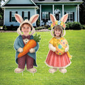 Easter Bunny Face Yard Sign Cutouts, Cute Bunny Lawn Decor, Spring Easter Outdoor Yard Signs with Stakes for Front Yard