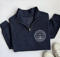 Embroidered Custom Logo Quarter Zip Sweatshirt, Personalized Logo Zip Pullover, Text or Monogram Unisex Quarter Zip Jacket Gift