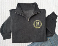 Embroidered Custom Logo Quarter Zip Sweatshirt, Personalized Logo Zip Pullover, Text or Monogram Unisex Quarter Zip Jacket Gift