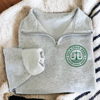 Embroidered Custom Logo Quarter Zip Sweatshirt, Personalized Logo Zip Pullover, Text or Monogram Unisex Quarter Zip Jacket Gift