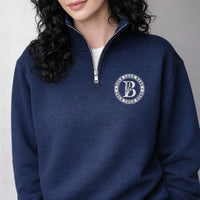 Embroidered Custom Logo Quarter Zip Sweatshirt, Personalized Logo Zip Pullover, Text or Monogram Unisex Quarter Zip Jacket Gift