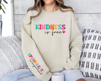 Kindness Is Free Sweatshirt, Sprinkle It Everywhere Shirt, Positive Quote Tee, Boho Inspirational Shirt, Kindness Shirt, Front Sleeve Design