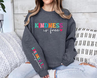 Kindness Is Free Sweatshirt, Sprinkle It Everywhere Shirt, Positive Quote Tee, Boho Inspirational Shirt, Kindness Shirt, Front Sleeve Design