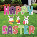 Happy Easter Yard Sign Set, Bunny & Egg Letter Lawn Decorations, Colorful Easter Outdoor Yard Display with Stakes