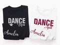 Glitter Dance Mom Sweatshirt, Custom School Colors Shirt, Name on Sleeve Tee, Personalized Dance Mom Shirt, Dance Mom Hoodie, Front Sleeve