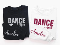 Glitter Dance Mom Sweatshirt, Custom School Colors Shirt, Name on Sleeve Tee, Personalized Dance Mom Shirt, Dance Mom Hoodie, Front Sleeve