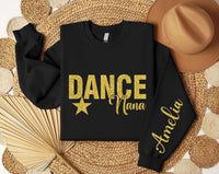 Glitter Dance Mom Sweatshirt, Custom School Colors Shirt, Name on Sleeve Tee, Personalized Dance Mom Shirt, Dance Mom Hoodie, Front Sleeve