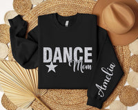 Glitter Dance Mom Sweatshirt, Custom School Colors Shirt, Name on Sleeve Tee, Personalized Dance Mom Shirt, Dance Mom Hoodie, Front Sleeve