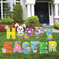 Happy Easter Yard Sign Letters, Colorful Easter Alphabet Lawn Decorations with Bunny and Eggs, Outdoor Spring Yard Decor