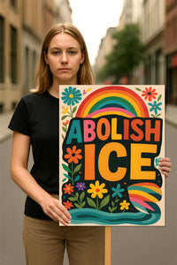 Abolish ICE No One Is Illegal Protest Sign, No Kings In America, Anti-Trump Resistance Political Protest Poster, Resist Fascism Rally Sign