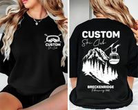 Custom Skiing With Name Sweatshirt, Matching Family Ski Trip Shirt, Personalized Ski Social Club Tee, Bachelorette Trip Shirt, Front Back