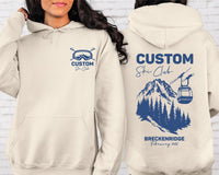 Custom Skiing With Name Sweatshirt, Matching Family Ski Trip Shirt, Personalized Ski Social Club Tee, Bachelorette Trip Shirt, Front Back