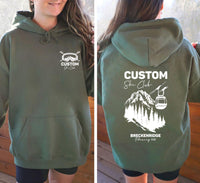 Custom Skiing With Name Sweatshirt, Matching Family Ski Trip Shirt, Personalized Ski Social Club Tee, Bachelorette Trip Shirt, Front Back