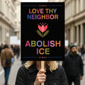 Abolish ICE No One Is Illegal Protest Sign, No Kings In America, Anti-Trump Resistance Political Protest Poster, Resist Fascism Rally Sign