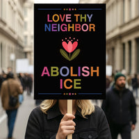 Abolish ICE No One Is Illegal Protest Sign, No Kings In America, Anti-Trump Resistance Political Protest Poster, Resist Fascism Rally Sign