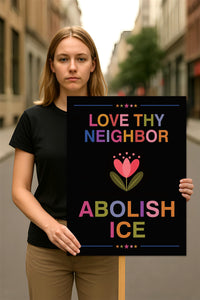 Abolish ICE No One Is Illegal Protest Sign, No Kings In America, Anti-Trump Resistance Political Protest Poster, Resist Fascism Rally Sign